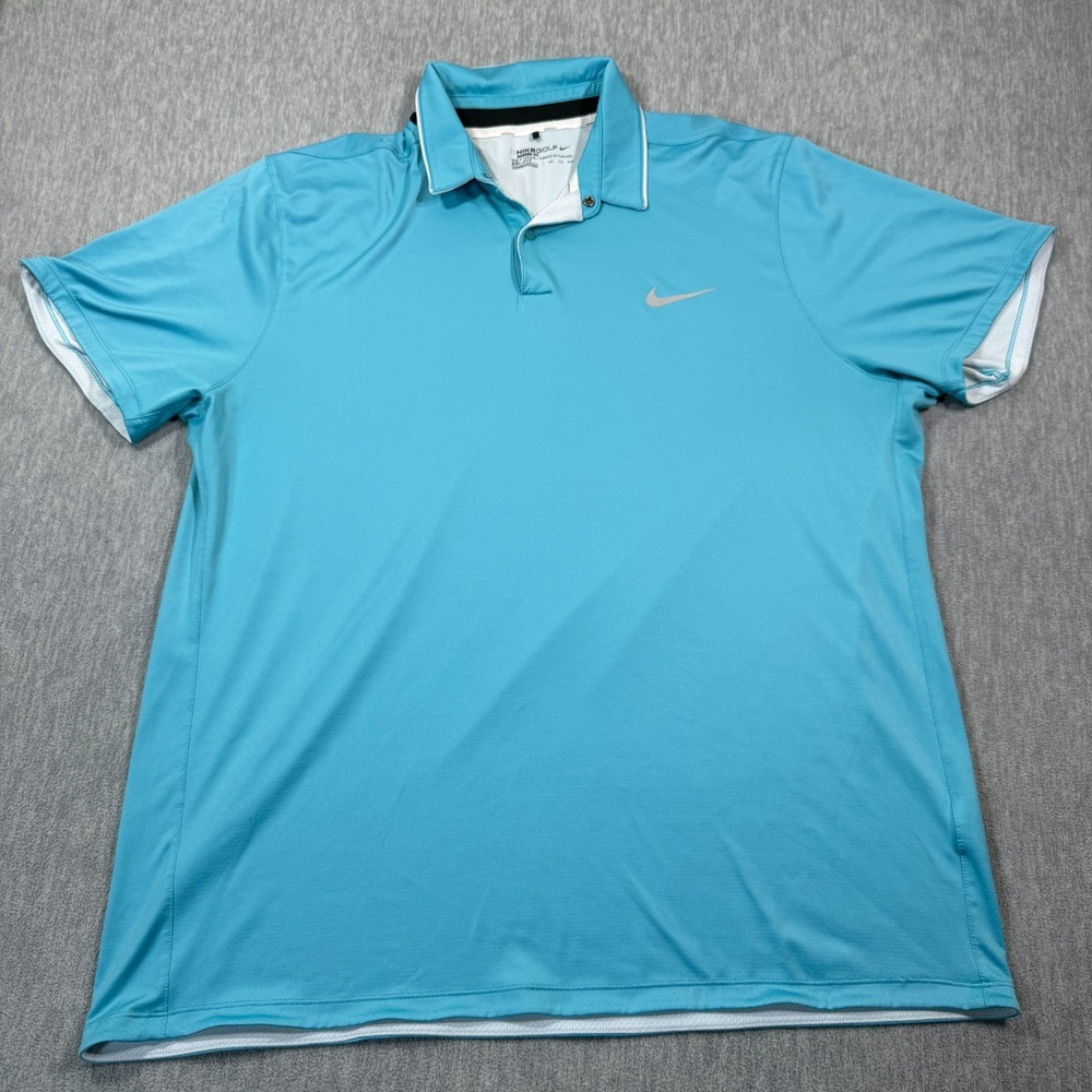 Nike Golf Polo Mens XXL Blue Modern Fit Dri-Fit Short Sleeve Performance Athleti